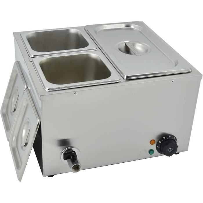 Chauffe-Plat Buffet 3 Bacs de 7,6 L Bain-Marie Électrique