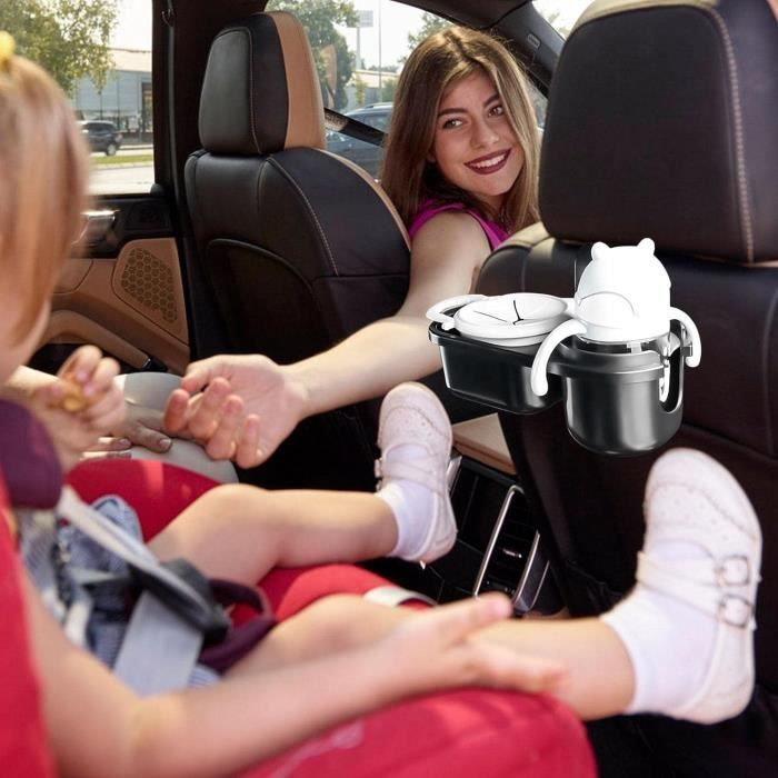 Organiseur de siège arrière de voiture avec porte-gobelets, porte-gobelet 3  en 1 pour siège arrière de voiture avec crochet pour appuie-tête