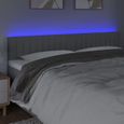Tête de lit accessoire couchage chambre à coucher meuble à LED 180 par 5 par 78/88 tissu gris clair-2