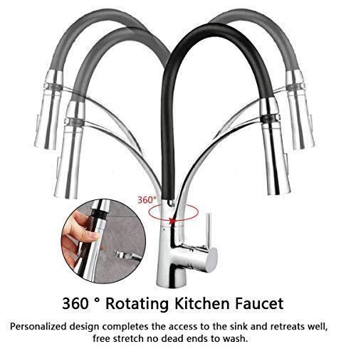 Robinet de cuisine mitigeur à bec rétractable et tuyau flexible en
