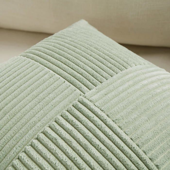 Lot De 2 Housses De Coussin 50x90 Cm Vert Sauge - Velours Doux, Motif Recto Verso, Fermeture éclair Cachée
