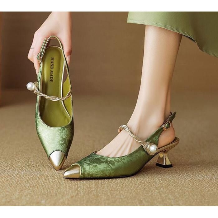 Chaussures à talon pointu femme–Design élégant avec perle et
