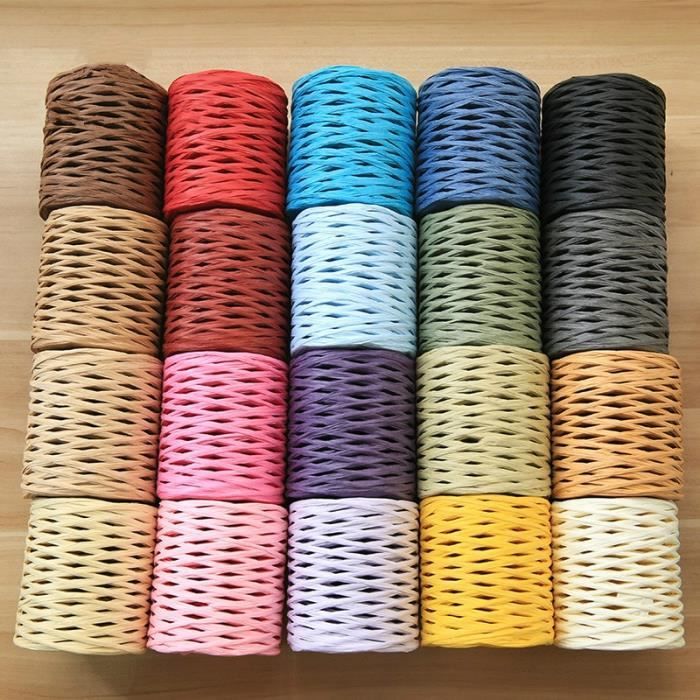 Lot De 4 Pelotes De Fil Raphia Couleur Paille - N° Aiguille 3.5/4, Fabriqué En France