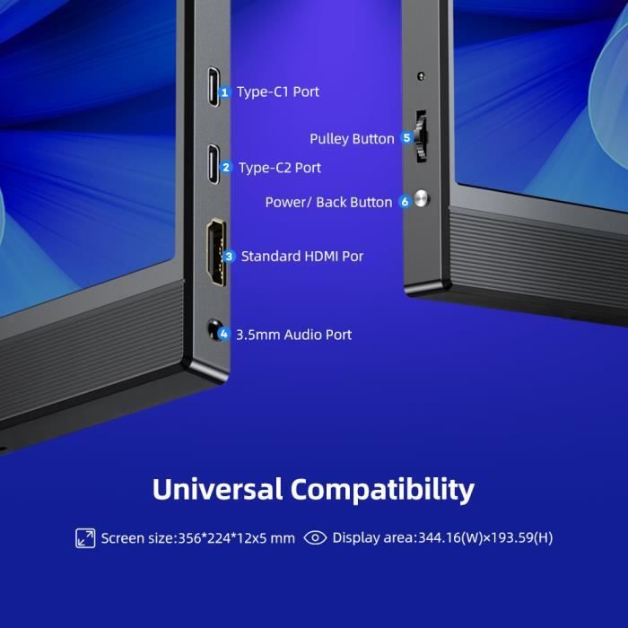 Ecran PC Portable 15,6 Pouces 1200:1 100%sRGB FHD 1080P 8Bit USB-C HDMI  AMZMIOR - Cdiscount Informatique