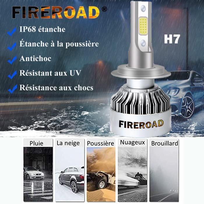 Ampoule H11 voiture 2Pcs 6000K auto BLANC effet xenon halogène 55W SUPER  WHITE norme Française FIREROAD® - Cdiscount Auto