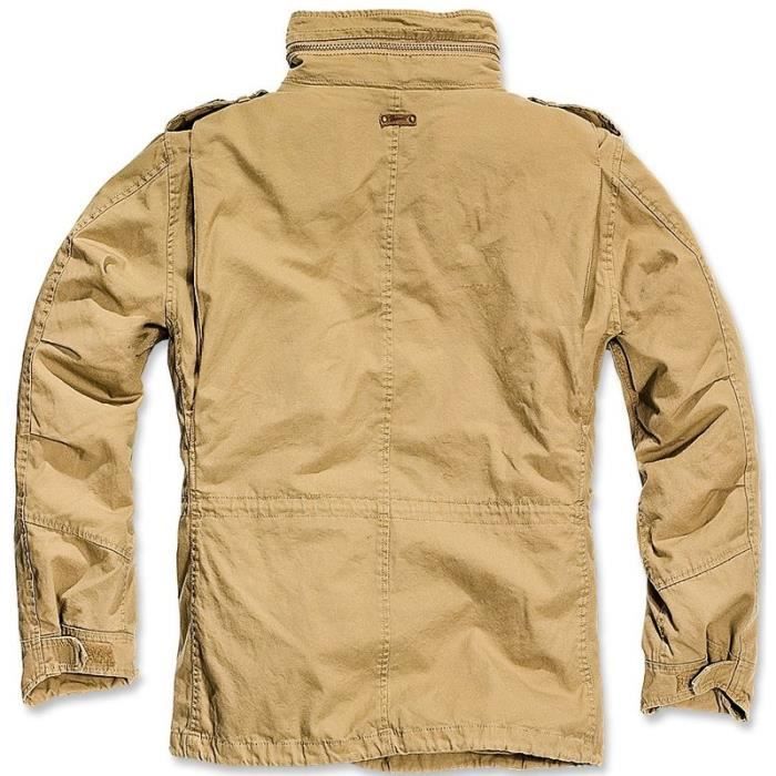 Veste En Daim M65 Pour Homme - Style Militaire - Col Montant Et Poches Multiples - Fermeture Bouton - Doublure Viscose