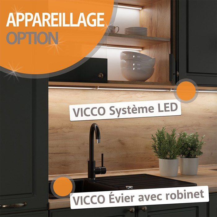 Cuisine RLine, 350 cm avec armoire haute, sans plan de travail, Chêne