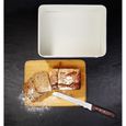 Lumaland corbeille à pain de cuisine en métal avec couvercle en bambou, rectangulaire, ca. 30,5 x 23,5 x 14 cm blanc-3
