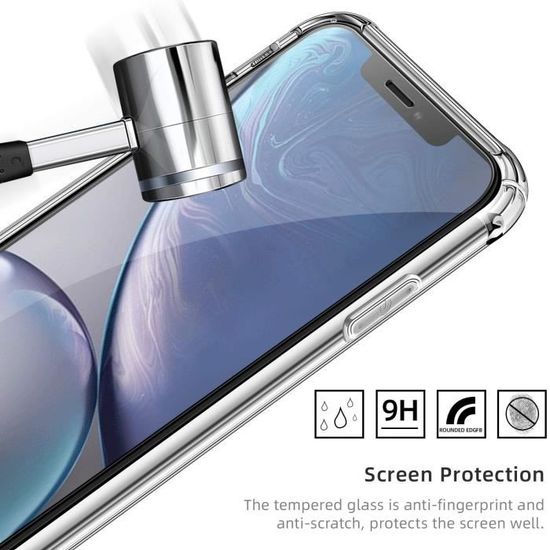 Coque IPhone 12/12 Pro Transparente TPU + 2 Verres Trempés + 1 Protection Caméra - Protection Complète Avec Coins Renforcés, Chargement Sans Fil Compatible