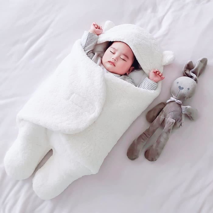 Couverture polaire bébé pour emmaillotage grise 