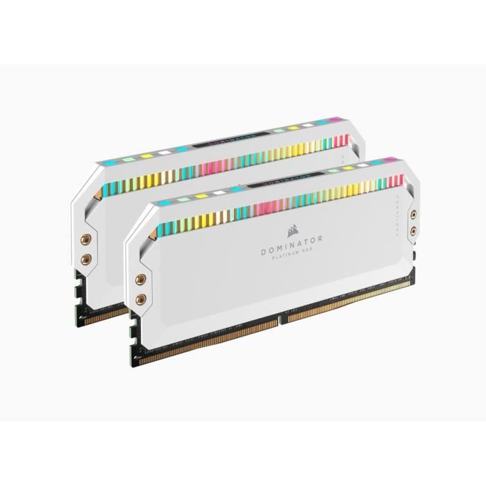 Memoire RAM CORSAIR DOMINATOR PLATINUM RGB DDR5 32GB 2x16GB DIMM 6200 MHz 1 3V Blanc CMT32GX5M2X6200C36W