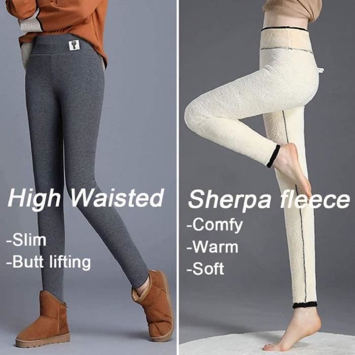 LEGGING JEGGING TREGGING Joligiao Femme Pantalons Chauds Hiver Thermique Leggings Double en Polaire Taille Haute Collants Gris