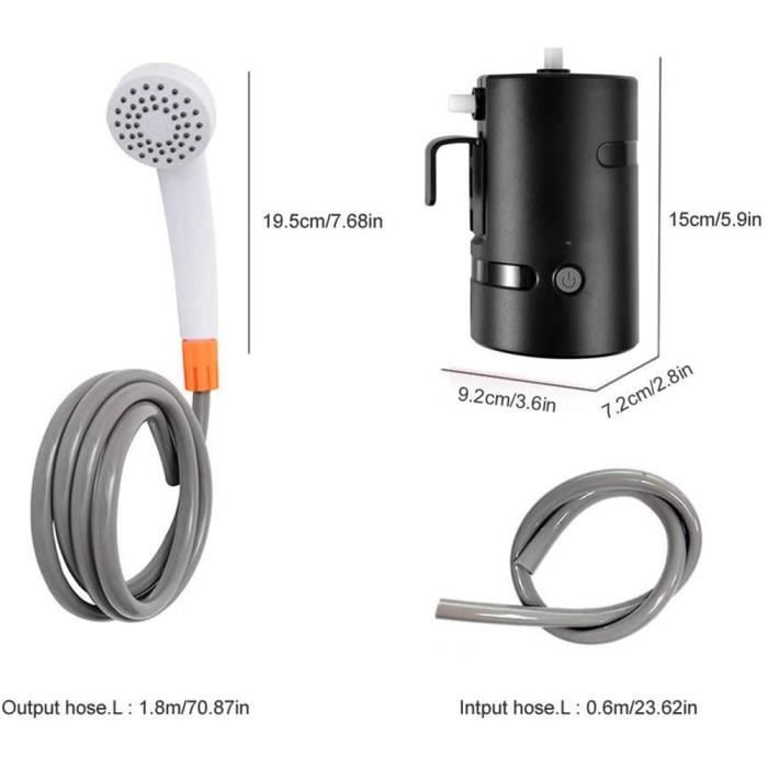 Douche Portable De Camping Spopal - Pompe Rechargeable 10000 MAh, Noire, Idéale Randonnée Voyage