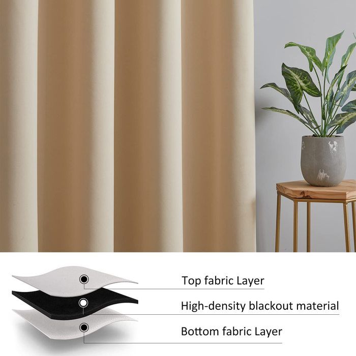 Paire De Rideaux Occultants Thermiques À Œillets Avec Embrasses Pour