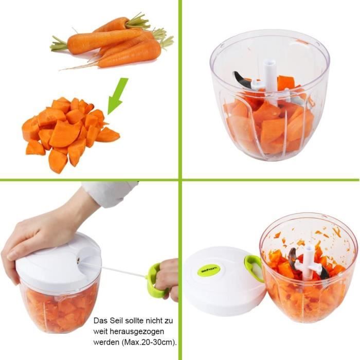 Hachoir manuel compact à usage intensif pour carottes, piments et