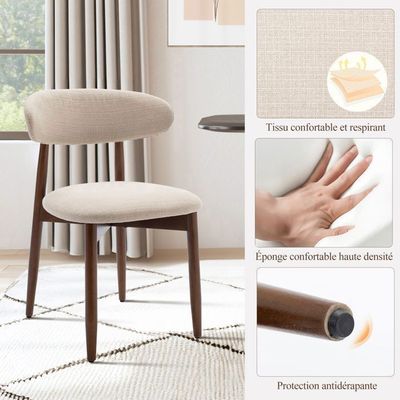 Ya-Home Chaises De Salle à Manger En Chenille - Lot De 2, Avec Pieds En Bois, Confortable Et Moderne