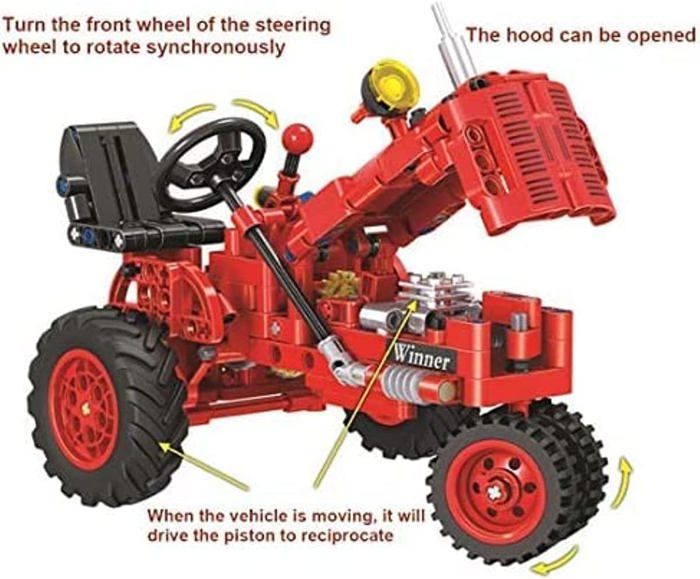 Pasyru Tracteur En Blocs De Construction 302 Pièces - Maquette Engin Chantier Avec Fonctions Réalistes, Cadeau Enfants Dès 9 Ans