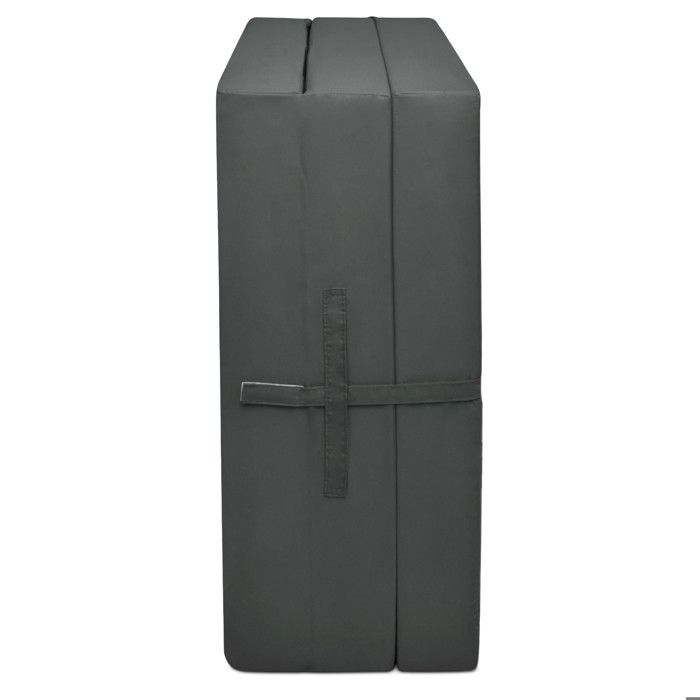 COSTWAY Matelas Lit Fauteuil Pliable Gris - Futon Convertible 15 Cm Mousse Haute Densité, Clic Clac 1 Place Pour Salon Ou Invités