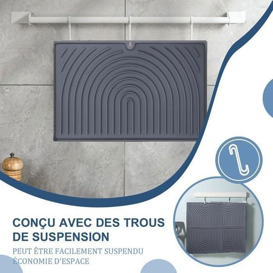 Tapis De Séchage Silicone Pour Vaisselle – 38x25 Cm, Antidérapant, Motif Arête De Poisson, Pliable - 6