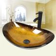 Vasque à Poser Céramique Lavabo pour Salle de Bain - Jaune-0