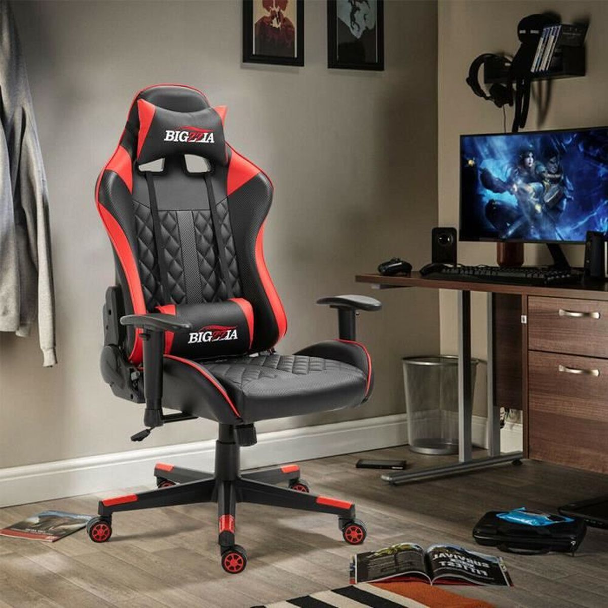 Chaise De Bureau Gaming Swift Fauteuil Ergonomique Avec Coussins Siege Style Racing Racer Gamer Chair Revetement Tissu Gris Noir Prix Pas Cher Cdiscount