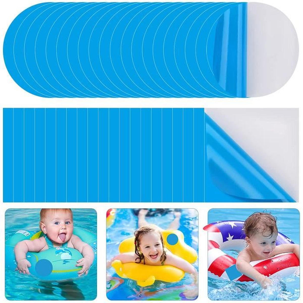 Patchs De Réparation Pour Liner De Piscine PVC – Lot De 5 – Sans Colle Nécessaire – Réparation Rapide De Fuites – Marque Kokido