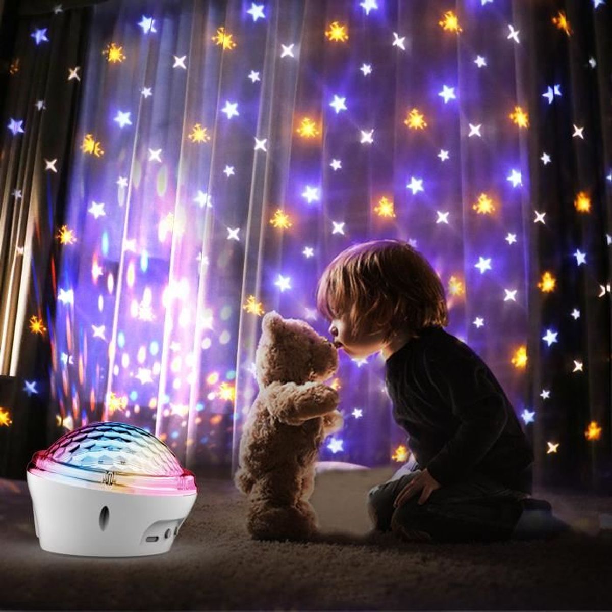 Minuterie Haut Parleur Bluetooth Lampe Projecteur Led Enfant Avec Telecommande Etoile Etoilee Et Vague En Forme Detoile De Lune Et Darbre A Eau Lumiere Rotative A 10 Couleurs Veilleuses Eclairage Special Mkyra Org