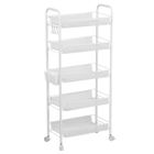 BIPLUT BILLOT DE CUISINE,Chariots de Service, Desserte à Roulettes, 5 niveaux,44.00 x 27.00 x 105.00 cm,BLANC