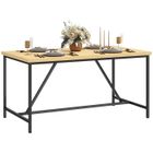 Table à manger 6 personne - HOMCOM - plateau aspect bois et pieds en acier noir avec patins réglables, 150 x 80 cm, naturel