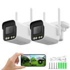 TANBABY 2pcs de Caméra de Surveillance Wifi Extérieur Intérieur Étanche avec PIR Détection Mouvement Audio Bidirectionnel pour Bébé Animaux