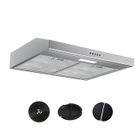 FIREGAS Hotte Aspirante 60cm, Extracteur de Cuisine Sans Évacuation, 3 Vitesses, Avec Filtres à Charbon, Argent