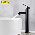 Robinet lavabo haut à vasque en céramique noir iDeko® - modèle design - économie d'eau - hauteur 30cm