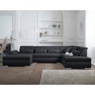 LISA DESIGN Vermont - canapé panoramique d'angle droit - 7 places - XXL - Noir