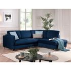 LISA DESIGN Brooke - canapé d'angle droit - convertible - 5 places - en velours - Bleu nuit