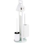 WENKO Serviteur WC RAVINA 3en1: Brosse WC, Dérouleur Papier Toilette et Support Porte Papier Toilette 3 Rouleaux, Acier Inox, Blanc