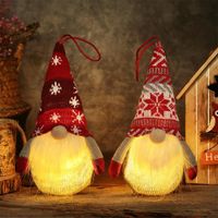 Décoration De Noël, 2 Pcs Noël Rouge Chapeau Led Lumière Poupée Pendentif Laine Sans Visage Pendentif (Multicolore)