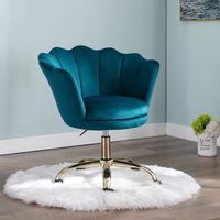 Wahson Chaise de Bureau pivotante réglable en Hauteur en Fausse Fourrure Chaise pour Chambre à Coucher ou Coiffeuse,Bleu Sarcelle