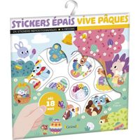 Grund - Stickers épais : Vive Pâques  Pochette de 25 autocollants épais et repositionnables avec 4 décors  À partir de 225x218