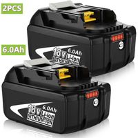 Lot de 2-Compatible with MAKITA BL1850B-3 18V Lithium Ion 6.0 Ah Battery with Charge Indicator