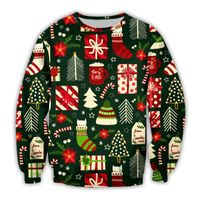 Pull De Noël Pour Homme - Col Rond, Manches Longues En Côtes - Imprimé Festif 3D - Léger Et Respirant - Idéal Fêtes, Cadeau - Couleurs Bordeaux/vert Sapin