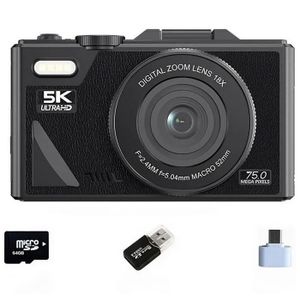 Appareil Photo Numérique 4K 72MP Écran Rabattable 270° - Zoom 18X Avec Carte 64GB Et Caméra Vlogging