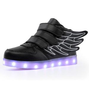 Baskets Lumineuses Enfant LED - Blanc, Faux Cuir, Taille 38, Avec Chargeur