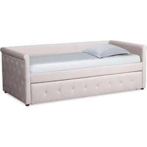 Lit Banquette Gigogne Capitonne Louise 2x90x190cm Tissu Bleu