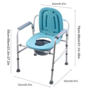 ABATTANT WC Chaise percée - Pwshymi - Siège de toilette mobile - Bleu - Tube d'acier + PVC - 52*52*79-89 cm