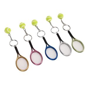 CORDAGE BADMINTON SALALIS Porte-clés de raquette de tennis 5 pièces Mini raquette de Tennis balle porte-clés pendentif porte-clés or sport cordage