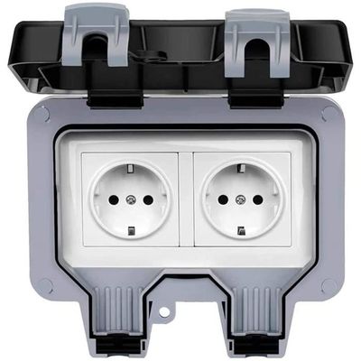 Prise Extérieure Étanche IP66 Double Avec Interrupteur Et Voyant Lumineux – 16A 220-250V, Pour Jardin Et Atelier
