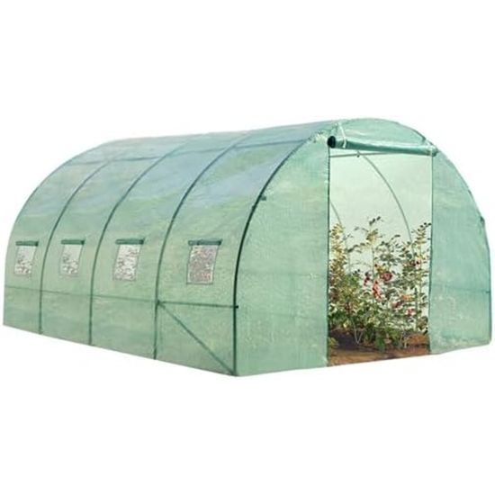 Serre Tunnel De Jardin 12m² Verte Maraîchère Zebra 4x3m - Idéale Pour Fruits Et Légumes Toute L'Année