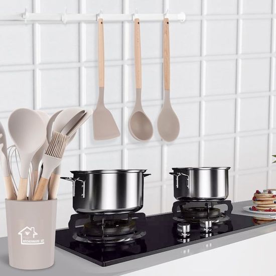 Lot de 15 ustensiles de cuisine en silicone résistants à la chaleur