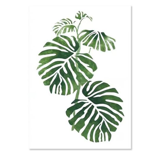 Affiche de feuilles d'aquarelle verte, plantes, tableau décoratif de Style scandinave, peintures mur 40x50cm (No frame) -XUNI24412
