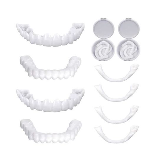 2 Paires Prothèse Dentaire Cosmétique, Fausse Dent Naturel a Poser, Dentier Sourire Parfait,Dentier Provisoire Dentier Amovible Haut